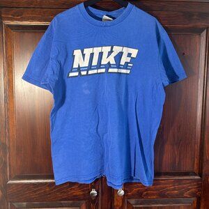 Nike 2000 Gray Tag T-Shirt – Blue – Size L – Front Logo